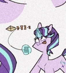 Size: 295x322 | Tagged: safe, artist:disaterror, derpibooru import, starlight glimmer, pony, unicorn, concentrating, kite, kite flying, levitation, magic, telekinesis, tongue, tongue out