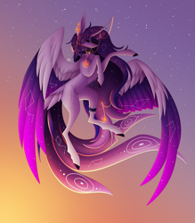 Size: 4938x5636 | Tagged: safe, artist:sadatrix, derpibooru import, oc, oc:cassandra, alicorn, pony, absurd resolution, choker, colored wings, female, gradient background, mare, solo, two toned wings, wings