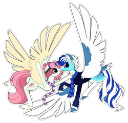 Size: 2941x2833 | Tagged: safe, artist:princess-of-the-nigh, derpibooru import, oc, oc only, oc:celestial star, oc:wind storm, pegasus, clothes, female, male, mare, scarf, simple background, stallion, striped scarf, transparent background