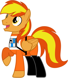 Size: 827x951 | Tagged: safe, artist:star-armour95, derpibooru import, oc, oc only, oc:firey ratchet, pegasus, clothes, happy, lightning squadron, male, rebel pilot, simple background, solo, star wars, transparent background, uniform