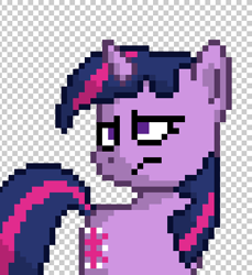 Size: 387x423 | Tagged: safe, artist:alumina nitride, derpibooru import, twilight sparkle, unicorn twilight, unicorn, dragonshy, g4, checkered background, photoshop, pixel art, solo, standing