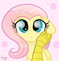 Size: 568x580 | Tagged: safe, artist:sugarcloud12, derpibooru import, discord, fluttershy, draconequus, pegasus, pony, blushing, cute, discoshy, ears, female, floppy ears, hand on cheek, heart, heart eyes, looking at you, male, male pov, offscreen character, offscreen male, pov, shipping, shyabetes, straight, wingding eyes