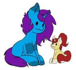 Size: 3264x3008 | Tagged: safe, artist:noxi1_48, derpibooru import, oc, oc only, oc:creatio, oc:treble pen, pony, daily dose of friends, simple background, sitting, size difference, transparent background