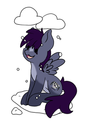 Size: 2052x2908 | Tagged: safe, artist:noxi1_48, derpibooru import, oc, oc only, pegasus, pony, cloud, daily dose of friends, open mouth, open smile, simple background, sitting, smiling, snow, solo, transparent background