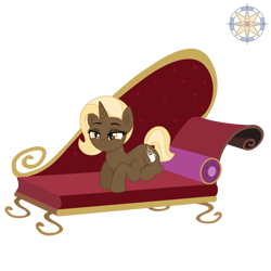 Size: 2500x2500 | Tagged: safe, artist:r4hucksake, derpibooru import, oc, oc:biscotto moka, pony, unicorn, fainting couch, female, lying down, mare, prone, simple background, solo, transparent background