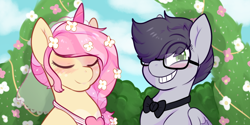 Size: 800x400 | Tagged: safe, artist:violise, derpibooru import, oc, pony, couples, married couple