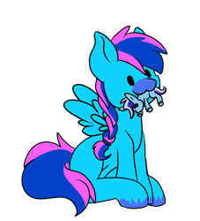 Size: 2051x2255 | Tagged: safe, artist:noxi1_48, derpibooru import, oc, oc only, pegasus, pony, daily dose of friends, mouth hold, nom, simple background, sitting, solo, transparent background