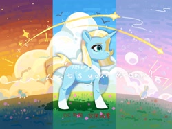 Size: 2048x1536 | Tagged: safe, artist:rily, derpibooru import, oc, pony, unicorn, chinese, dawn, grass, looking at something, solo, stars