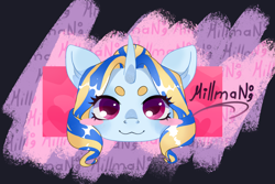 Size: 3292x2204 | Tagged: safe, artist:millman;, derpibooru import, oc, oc only, unicorn, chibi, looking at you, smiling, smiling at you, solo