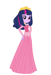 Size: 2360x3480 | Tagged: safe, artist:brightstar40k, derpibooru import, twilight sparkle, equestria girls, clothes, dress, gown, princess costume, simple background, sleeping beauty, solo, white background