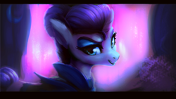 Size: 3840x2160 | Tagged: safe, artist:hierozaki, derpibooru import, rarity, pony, unicorn, alternate hairstyle, alternate timeline, evil grin, female, grin, mare, night maid rarity, nightmare takeover timeline, remastered, smiling, solo