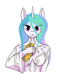 Size: 5600x6700 | Tagged: safe, artist:dacaoo, derpibooru import, princess celestia, alicorn, anthro, crossover, female, looking at you, simple background, solo, transparent background