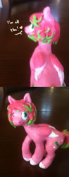 Size: 489x1248 | Tagged: safe, artist:lupisvulpes, derpibooru import, oc, oc only, pegasus, pony, craft, female, irl, mare, photo, pink body, pink hair, sculpture, solo, wings