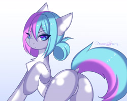 Size: 3600x2880 | Tagged: safe, artist:monstrum, derpibooru import, oc, oc only, oc:nancy, earth pony, pony, butt, chest fluff, cute, dock, featureless crotch, looking at you, plot, simple background, solo, tail