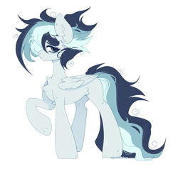 Size: 2100x2000 | Tagged: safe, artist:sugarbubbleee, derpibooru import, oc, oc only, pegasus, pony, chest fluff, female, folded wings, full body, high res, messy mane, raised hoof, raised leg, simple background, solo, white background, wings