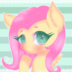 Size: 500x500 | Tagged: safe, artist:halcyondrop, derpibooru import, fluttershy, pegasus, pony, bust, cute, female, looking at you, mare, portrait, shyabetes, solo, spread wings, wings