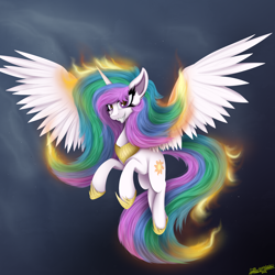 Size: 4000x4000 | Tagged: safe, artist:ser-p, derpibooru import, princess celestia, pony, absurd resolution, fire, solo