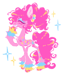 Size: 1678x1948 | Tagged: safe, artist:webkinzworldz, derpibooru import, pinkie pie, earth pony, pony, alternate design, alternate hairstyle, braces, piñata, piñata pony, simple background, solo, white background