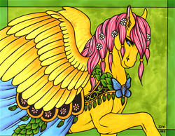 Size: 1985x1541 | Tagged: safe, artist:luthiennightwolf, edit, fluttershy, pegasus, pony, 2011, clothes, cropped, dress, female, flower, flower in hair, hoers, mare, solo, upscaled