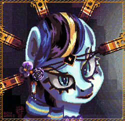 Size: 3900x3780 | Tagged: safe, artist:boxwari, derpibooru import, coloratura, earth pony, pony, bust, female, high res, looking at you, mare, pixel art, rara, solo