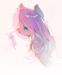 Size: 1304x1598 | Tagged: safe, artist:twiligh44097152, derpibooru import, angel bunny, fluttershy, pegasus, pony, rabbit, animal, blushing, bust, chest fluff, cute, duo, duo male and female, female, male, shyabetes