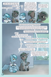 Size: 2079x3142 | Tagged: safe, artist:captainhoers, derpibooru import, oc, oc only, oc:concorde, oc:sequoia (captainhoers), deer, pegasus, pony, comic:stardust:the sky belongs to no one, comic, crying, deer oc, dialogue, duo, high res, non-pony oc, nonbinary, offspring, parent:soarin', parent:spitfire, parents:soarinfire, sitting, speech bubble