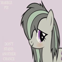 Size: 1000x1000 | Tagged: safe, artist:slb94, derpibooru import, edit, editor:jaredking779, marble pie, earth pony, pony, 80s, alternate hairstyle, blushing, cute, female, hair over one eye, janet jackson, marblebetes, mare, messy mane, solo