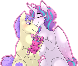 Size: 1000x850 | Tagged: safe, artist:charlie03bigote, derpibooru import, cream puff, princess flurry heart, princess skyla, alicorn, earth pony, pegasus, pony, baby, baby pony, female, filly, flurrypuff, foal, lesbian, magical lesbian spawn, mare, offspring, older, older cream puff, older flurry heart, parent:cream puff, parent:princess flurry heart, parents:flurrypuff, simple background, transparent background, trio