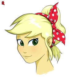 Size: 2500x2500 | Tagged: safe, artist:cletus222, derpibooru import, applejack, human, equestria girls, blonde, blonde hair, female, green eyes, head only, simple background, solo, white background