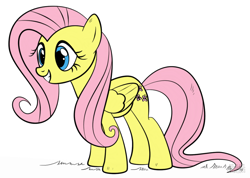 Size: 1100x784 | Tagged: safe, artist:playtimerogerhargreavesandbonniezacherlefan68, derpibooru import, fluttershy, pegasus, pony, g4, colored, coloring page, cute, female, grass, grin, mare, shyabetes, simple background, smiling, solo, white background