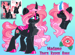 Size: 1600x1171 | Tagged: safe, artist:missbramblemele, derpibooru import, oc, oc only, oc:thorn rose, pony, unicorn, chest fluff, deviantart watermark, female, gradient background, magic, mare, obtrusive watermark, solo, unshorn fetlocks, watermark