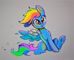 Size: 1280x1042 | Tagged: safe, artist:terra0940, derpibooru exclusive, derpibooru import, rainbow dash, pegasus, pony, simple background, sitting, solo, spread wings, wings