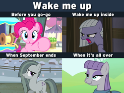Size: 640x480 | Tagged: safe, derpibooru import, edit, edited screencap, screencap, limestone pie, marble pie, maud pie, pinkie pie, earth pony, pony, hearthbreakers, maud pie (episode), pinkie pride, season 4, season 5, evanescence, female, green day, looking at you, mare, meme, pointing at you, song reference