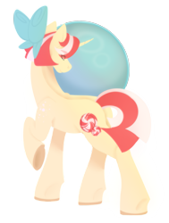 Size: 1957x2589 | Tagged: safe, artist:cyanreef, derpibooru import, oc, oc only, oc:peppermint patti, pony, unicorn, bow, female, mare, offspring, parent:flam, parent:fluttershy, parents:flamshy, simple background, solo, transparent background