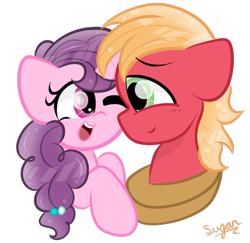 Size: 759x737 | Tagged: safe, artist:sugarcloud12, derpibooru import, big macintosh, sugar belle, pony, female, male, shipping, simple background, straight, sugarmac, transparent background