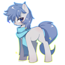 Size: 1000x1000 | Tagged: safe, artist:iya, derpibooru import, oc, oc only, oc:whist echo, earth pony, pony, clothes, cute, male, scarf, simple background, solo, white background
