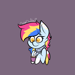 Size: 3000x3000 | Tagged: safe, artist:solardoodles, derpibooru import, oc, oc only, oc:funfetti, pegasus, pony, chocolate, clothes, commission, food, hot chocolate, looking down, mug, scarf, simple background, smiling, snow, snowflake, solo, steam, ych example, ych result, your character here