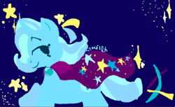 Size: 400x244 | Tagged: safe, artist:canterl0tt, derpibooru import, trixie, blue background, simple background