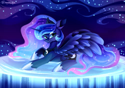 Size: 3536x2500 | Tagged: safe, artist:neonishe, derpibooru import, part of a set, princess luna, alicorn, crown, ethereal mane, jewelry, regalia, solo, starry mane, stars