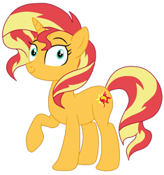 Size: 1982x2105 | Tagged: safe, artist:gmaplay, derpibooru import, sunset shimmer, pony, unicorn, equestria girls, mirror magic, spoiler:eqg specials, cute, shimmerbetes, simple background, solo, sunset shimmer day, transparent background, vector