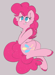Size: 1093x1485 | Tagged: safe, artist:umbreow, derpibooru import, pinkie pie, pony, gray background, simple background, solo