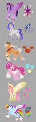 Size: 1920x6461 | Tagged: safe, artist:mythicalartist_, derpibooru import, applejack, fluttershy, pinkie pie, rainbow dash, rarity, twilight sparkle, twilight sparkle (alicorn), alicorn, earth pony, pegasus, pony, unicorn, afro puffs, alternate design, bandana, blaze (coat marking), coat markings, colored hooves, colored wings, colored wingtips, facial markings, female, glasses, grayscale, high res, hooves, jewelry, mane six, mare, monochrome, multicolored hooves, necklace, nose piercing, nose ring, open mouth, open smile, patterned wings, piercing, smiling, socks (coat marking), tooth gap, unshorn fetlocks, wings