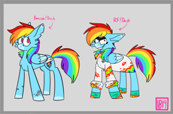 Size: 1337x889 | Tagged: safe, artist:icedtoast, artist:vennever, derpibooru import, rainbow dash, pegasus, pony, fanfic:rainbow factory, alternate universe, black eyeshadow, cheek fluff, chest fluff, clothes, colored eartips, colored muzzle, colored wings, colored wingtips, evil grin, eye scar, eyeshadow, facial scar, fanfic art, folded wings, gloves, gray background, grayscale, grin, lab coat, leg scar, liquid rainbow, makeup, monochrome, no pupils, scar, simple background, smiling, spectra, standing, torn ear, wings