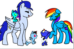 Size: 749x502 | Tagged: safe, artist:foxstar085, derpibooru import, rainbow dash, soarin', oc, pegasus, pony, baby, baby pony, colt, family, female, filly, foal, male, mare, offspring, parent:rainbow dash, parent:soarin', parents:soarindash, shipping, simple background, soarindash, stallion, straight, white background