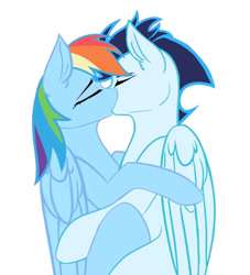 Size: 750x827 | Tagged: safe, artist:ameliastars2308, derpibooru import, rainbow dash, soarin', pegasus, pony, eyes closed, female, kiss on the lips, kissing, male, mare, shipping, simple background, soarindash, stallion, straight, white background