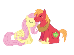 Size: 749x562 | Tagged: safe, artist:dreamy-tommy, derpibooru import, big macintosh, fluttershy, earth pony, pegasus, pony, female, fluttermac, male, mare, shipping, simple background, stallion, straight, transparent background, vector