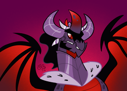 Size: 2048x1459 | Tagged: safe, artist:janegumball, derpibooru import, king sombra, dragon, bust, crossover, dragonified, gradient background, horns, male, malefor, solo, species swap, spread wings, spyro the dragon (series), wings