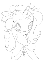 Size: 500x699 | Tagged: safe, artist:spaceboycelebration, derpibooru import, trixie, pony, unicorn, black and white, grayscale, monochrome, solo, swirly eyes