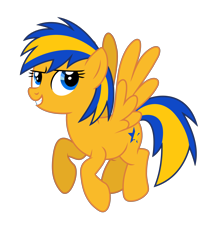 Size: 3600x4112 | Tagged: safe, artist:creedyboy124, derpibooru import, oc, oc only, oc:flare spark, pegasus, female, flying, simple background, smiling, solo, transparent background