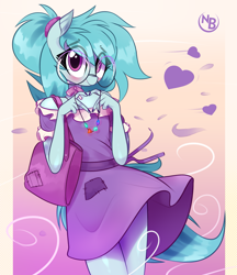 Size: 3103x3588 | Tagged: safe, artist:nevobaster, derpibooru import, oc, oc only, oc:whispy slippers, anthro, earth pony, anthro oc, bag, blushing, bow, clothes, cute, dress, earth pony oc, eye clipping through hair, eyebrows, eyebrows visible through hair, female, glasses, gradient background, heart, heart hands, high res, jewelry, looking at you, makeup, mare, nail polish, ocbetes, signature, solo, wind, worried